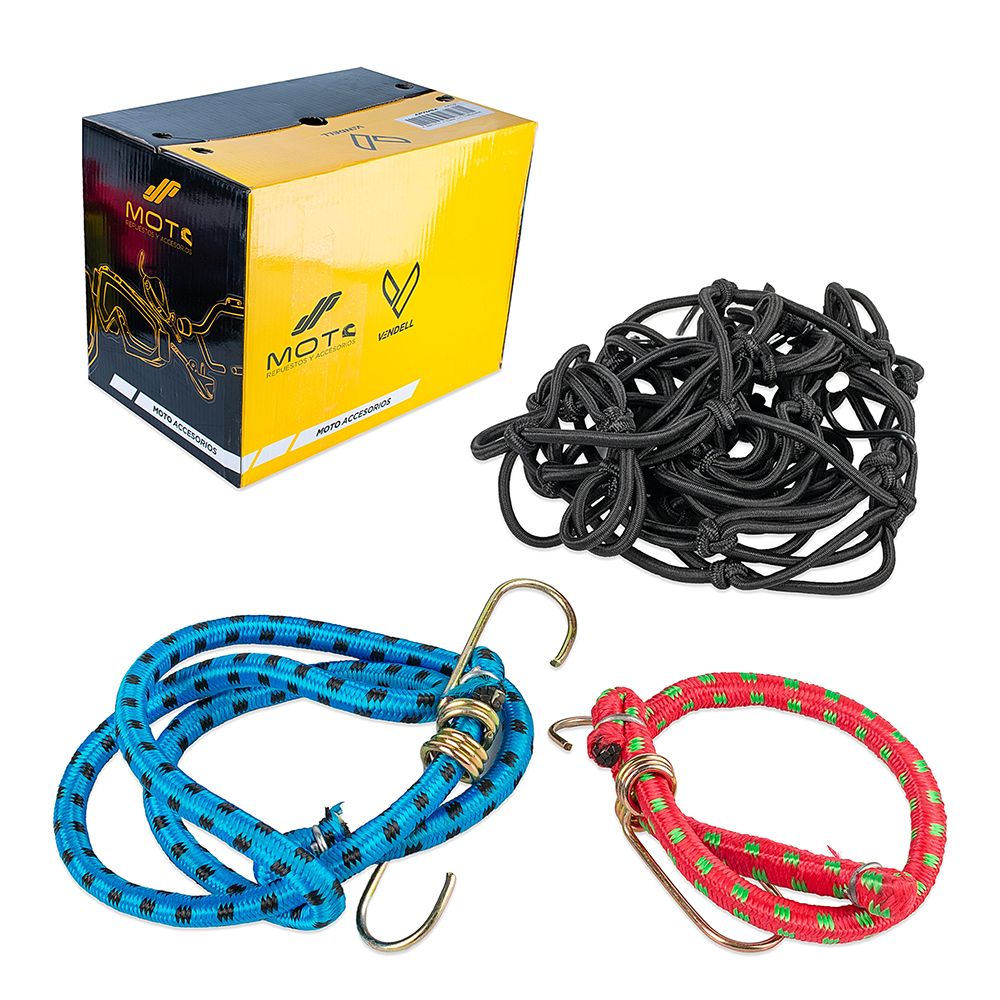 KIT RED ELASTICA + 2PZ LIGAS UNIVERSAL BIKALL PARA MOTO