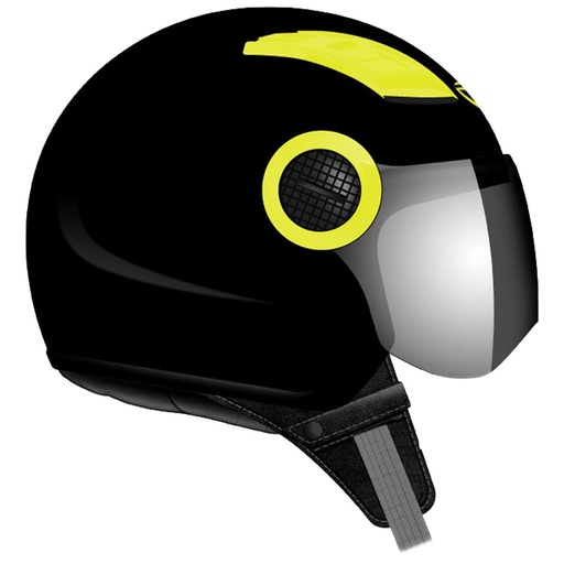 [A11001050281] CASCO MEGA SOLID XL NEGRO AMARILLO